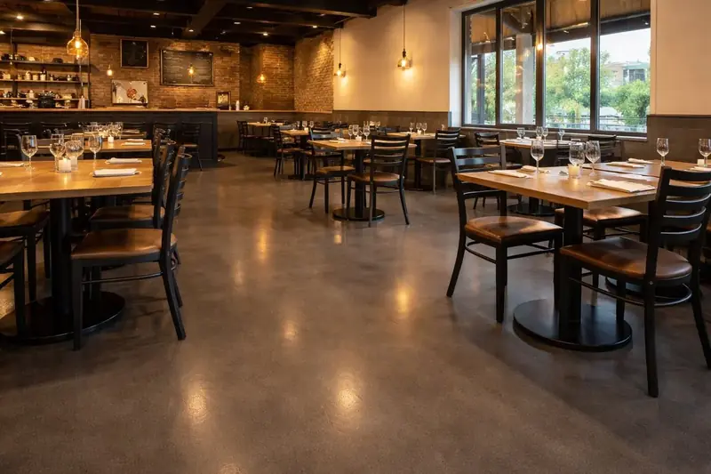 Commercial epoxy floor installed restaurant