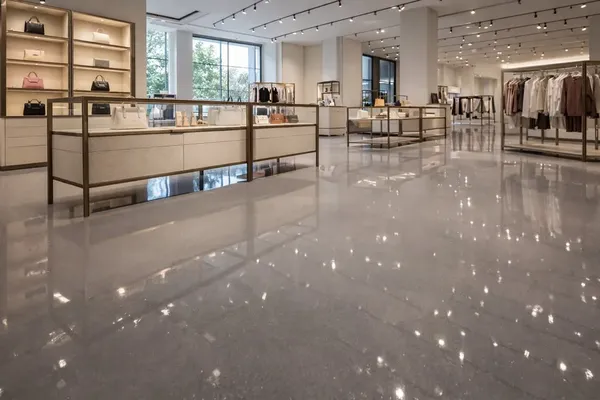 High-gloss floor in a retail showroom, Salt Lake City, Utah