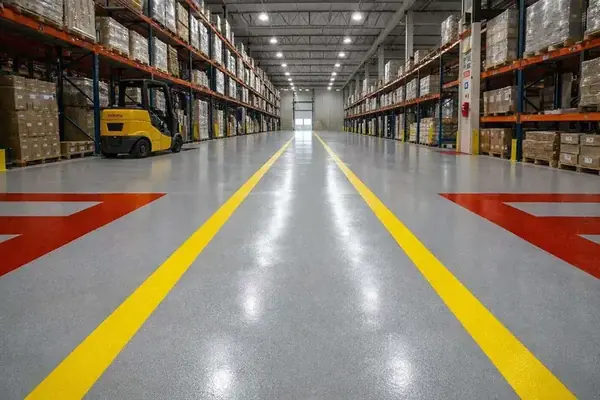 Industrial epoxy floor warehouse