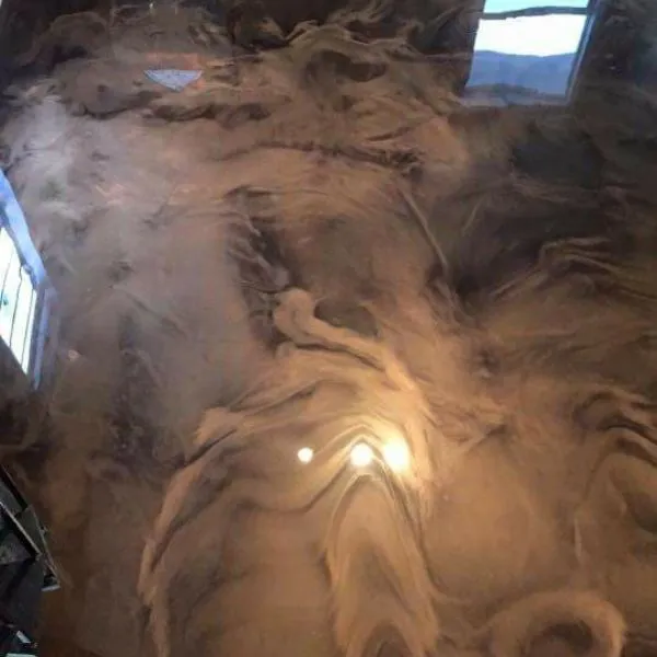 Bronze metallic epoxy floor with swirls, Draper, Utah