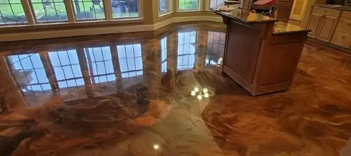 Metallic epoxy floor finish