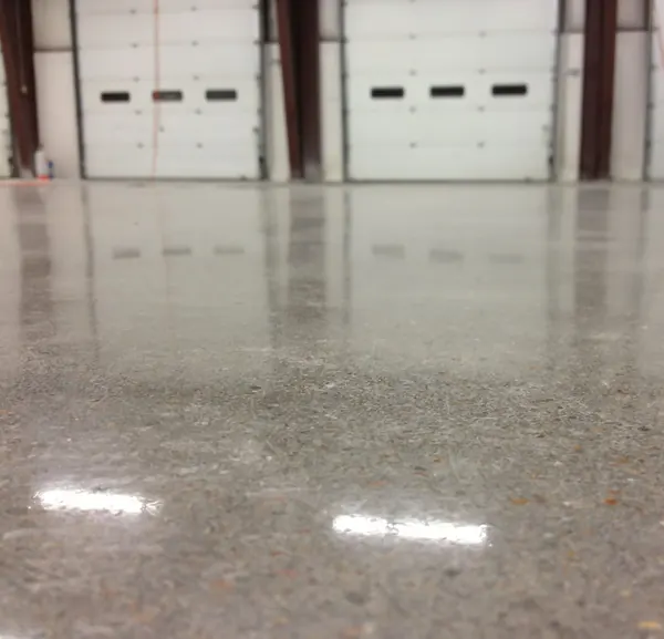 Polished concrete floor in a fire station apparatus bay, West Valley City, Utah