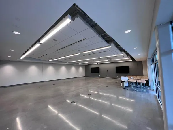 Polished concrete floor in an open office, Salt Lake City, Utah