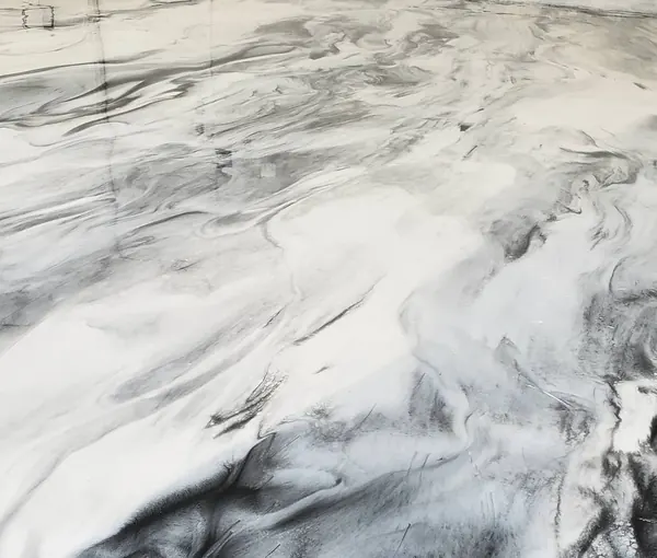 White and black marble-look metallic epoxy floor, Cottonwood Heights, Utah
